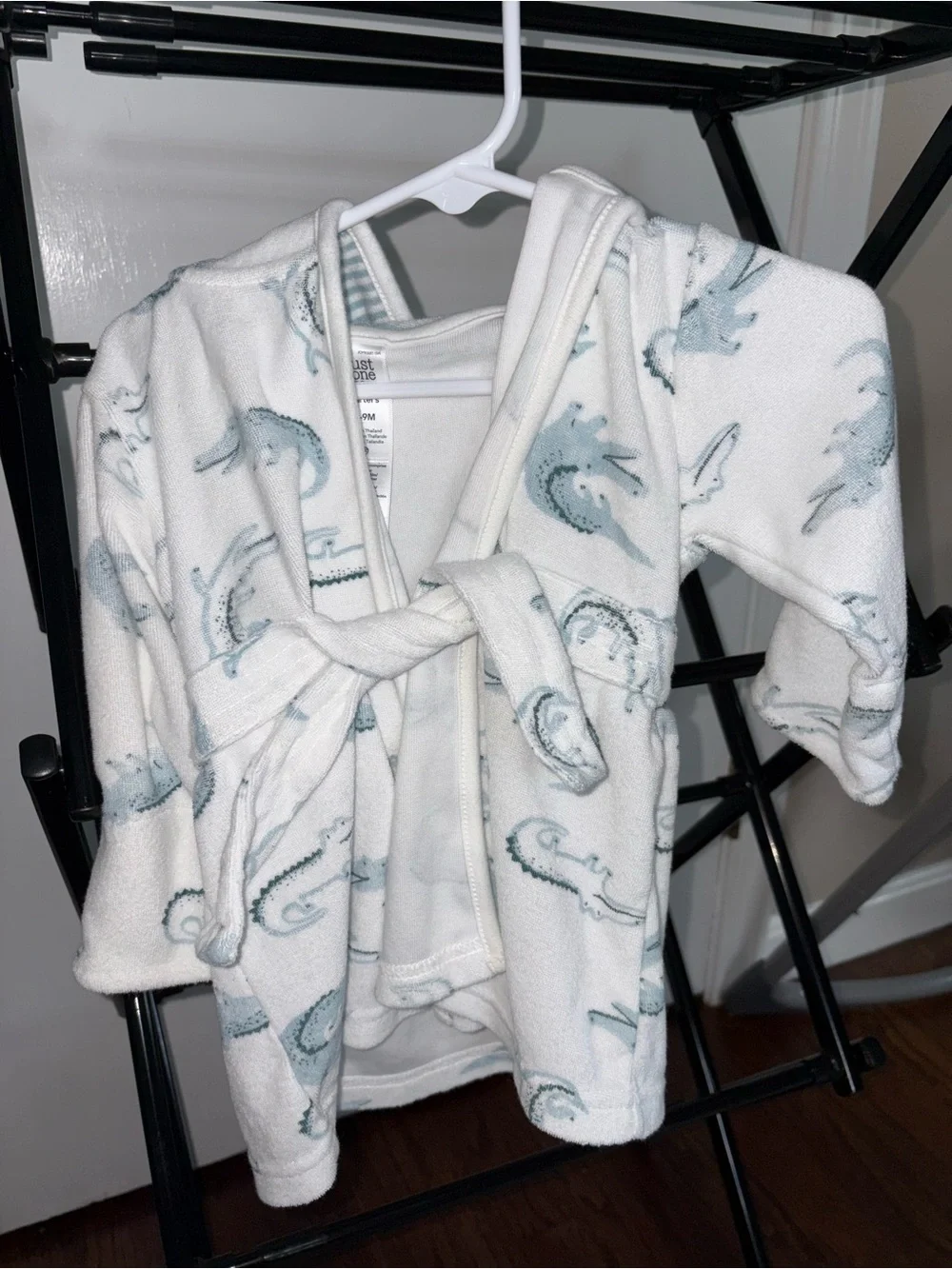 Carter's Just One You Hooded Baby Alligator Robe in White & Teal